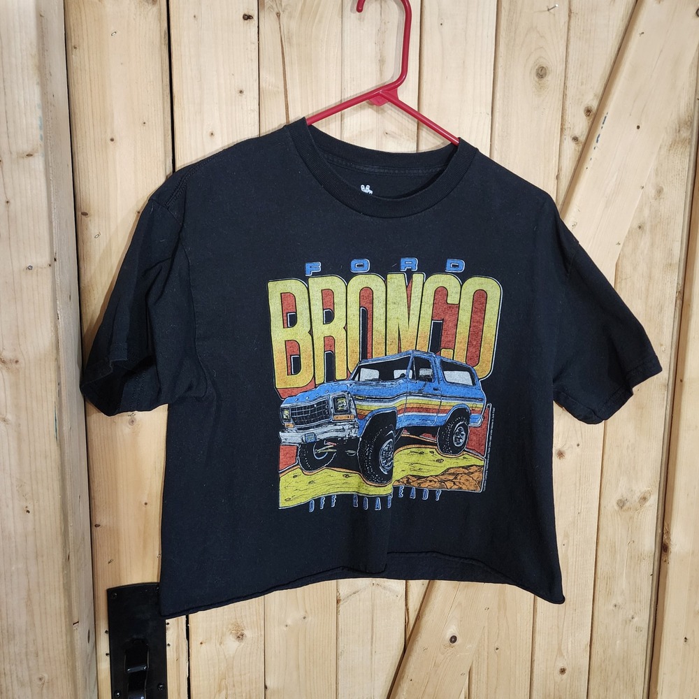 Junk Food Clothing Ford Bronco 79 Graphic Crop Top Tee Black XS
